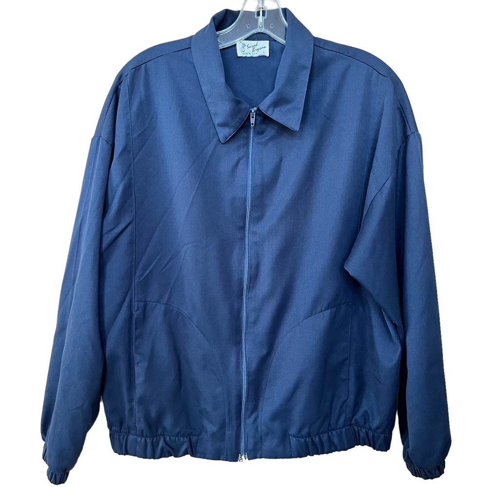 Sarah Bryson Golf Jacket Womens Large Blue Full Zip Active Country Club Vintage
